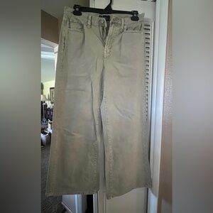 GAP Beige High-Rise Wide-Leg Denim